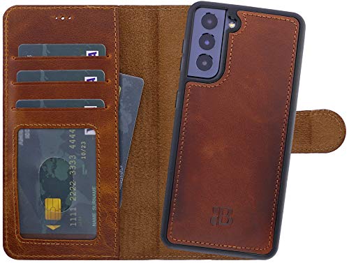 Burkley 2-in-1 Leder Handytasche für Samsung Galaxy S22+ - Abnehmbares Back Cover, 360° Schutz, RFID Blocker - Kompatibel mit Galaxy S22 Plus von Burkley