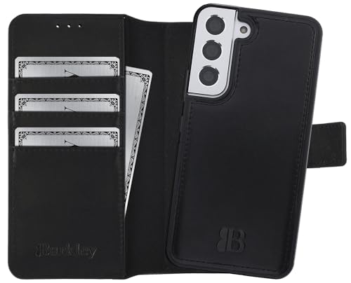 Burkley 2-in-1 Leder Handytasche für Samsung Galaxy S22 - Abnehmbares Back Cover, 360° Schutz, Kompatibel mit Galaxy S22 von Burkley