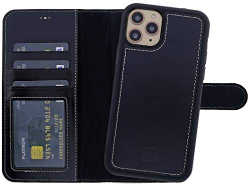 Burkley 2in1 Leder Handytasche für iPhone 11 Pro Handyhülle mit herausnehmbarem Back Cover, 360° Schutz, RFID Blocker von Burkley