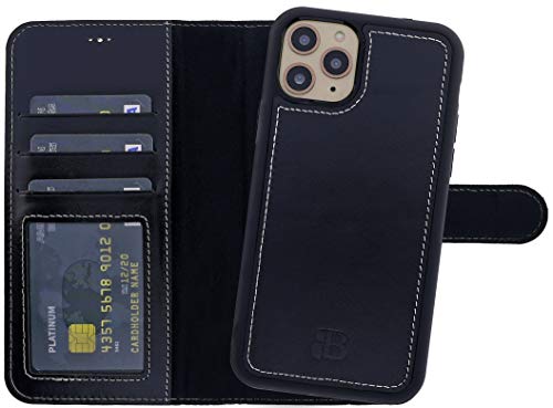 Burkley 2in1 Leder Handytasche für iPhone 11 Pro Max Handyhülle mit herausnehmbarem Back Cover, 360° Schutz, RFID Blocker von Burkley