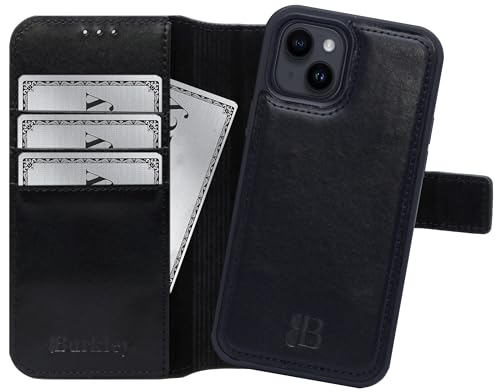 Burkley 2in1 Leder Handytasche für iPhone 13 Handyhülle mit herausnehmbarem Back Cover, 360° Schutz von Burkley