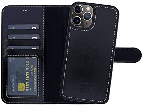 Burkley 2in1 Leder Handytasche für iPhone 13 Pro Max Handyhülle mit herausnehmbarem Back Cover, 360° Schutz, RFID Blocker von Burkley