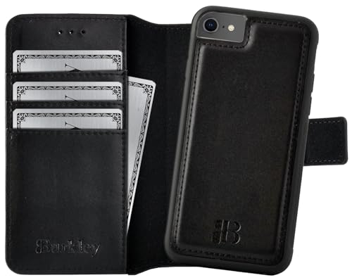 Burkley 2in1 Leder Handytasche für iPhone 8 / iPhone 7 Handyhülle mit herausnehmbarem Back Cover, 360° Schutz von Burkley