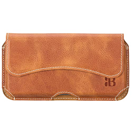Burkley Classic-Line Gürteltasche für iPhone 11 Pro Max - Leder Holster im Querformat mit Gürtelschlaufe - 360-Grad Schutz - Stilvoll und Praktisch (Braun) von Burkley