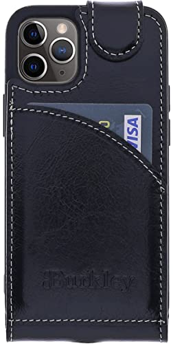 Burkley Flip Case Handyhülle für iPhone 14 Pro Max - Handytasche aus echtem Rindsleder, 360° Schutz mit Kartenfach - Stilvoll und praktisch (Schwarz) von Burkley
