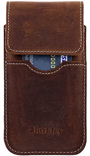 Burkley Gürteltasche für Samsung Galaxy S9 Handyhülle Holster Schutzhülle geeignet für Galaxy S9 Hülle mit Gürtel-Schlaufe (Vertikal/Antik Braun) von Burkley