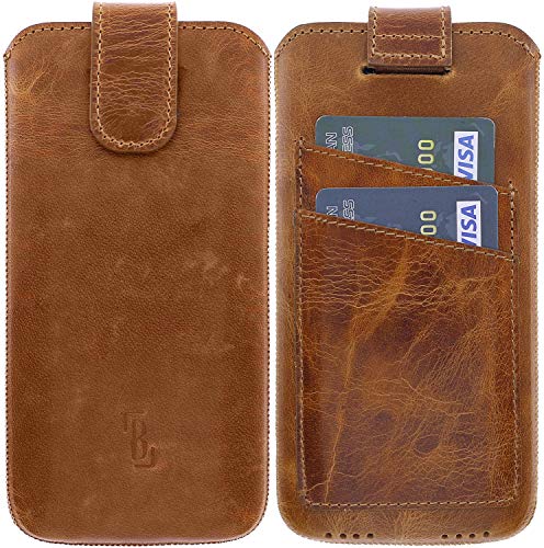 Burkley Handyhülle für iPhone 11 Pro Hülle Leder-Hülle kompatibel mit Apple iPhone 11 Pro - Rindsleder Case Sleeve mit Kartenfach (Antik Sattelbraun) von Burkley