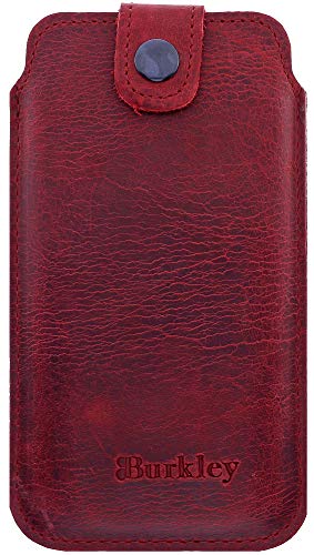 Burkley Handyhülle für iPhone 11 Pro Max Hülle Leder-Hülle kompatibel mit Apple iPhone 11 Pro Max - Rindsleder Case Pocket Sleeve (Antik Rot) von Burkley