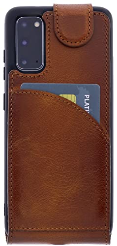 Burkley Leder Flip Case für Samsung Galaxy S20 Handyhülle Handytasche mit 360° Schutz und Kartenfach (Sattelbraun) von Burkley