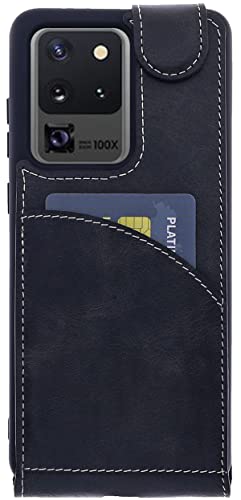 Burkley Leder Flip Case für Samsung Galaxy S20 Ultra Handyhülle Handytasche mit 360° Schutz und Kartenfach (Schwarz) von Burkley