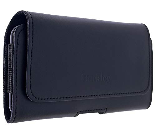Burkley Slim Leder Gürteltasche für Samsung Galaxy S21+ - Handy-Gürtelholster mit Gürtelschlaufe, 360-Grad Schutz, Querformat - Stilvoll und Praktisch (Schwarz) von Burkley