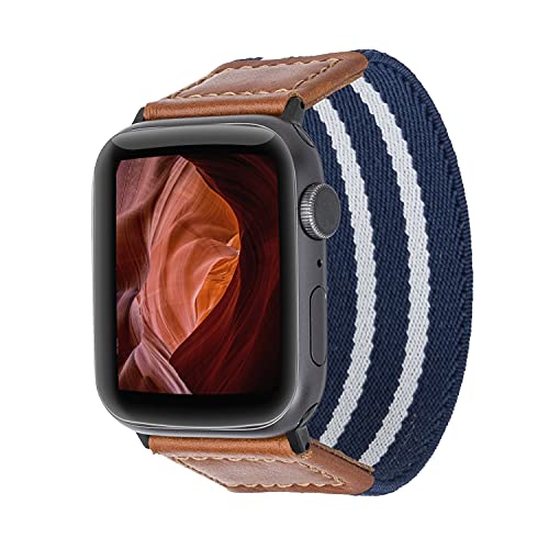 Burkley elastisches Armband passend für Apple Watch Solo Loop Armband, Nylon Sport Armband für iWatch Series 6/SE/5/4/3/2/1 in 42mm 44mm (Mediuam, Blau/Weiß) von Burkley