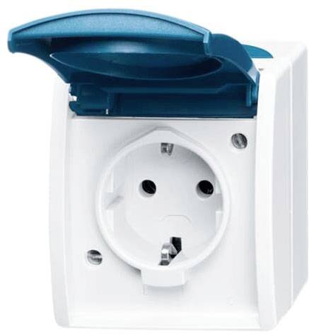 BJ APWG ocean Schuko mit 20EWN-53 Schriftfeld 1fach grau/blaugrün BJ APWG ocean Schuko mit 20EWN-53 Schriftfeld 1fach grau/blaugrün von Busch-Jaeger Elektro GmbH