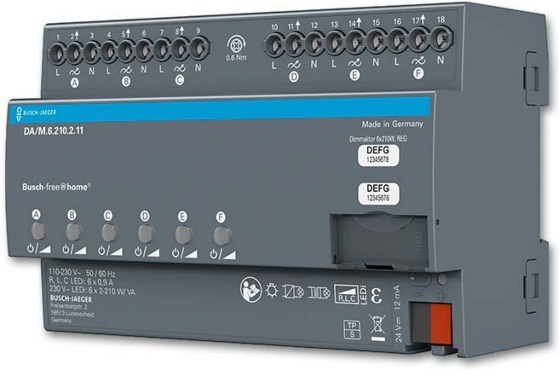 Busch-Jaeger Dimmaktor 6-fach DA/M.6.210.2.11 2CKA006220A0730 Busch-Jaeger Dimmaktor 6-fach DA/M.6.210.2.11 2CKA006220A0730 von Busch-Jaeger