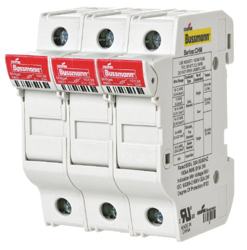 EATON CHM3DU Sicherungshalter, niedrige Spannung, 32 A, AC 690 V, 10 x 38 mm, 3P, UL, IEC, DIN-Schiene, 4 Stück EATON CHM3DU Sicherungshalter, niedrige Spannung, 32 A, AC 690 V, 10 x 38 mm, 3P, UL, IEC, DIN-Schiene, 4 Stück von Bussmann