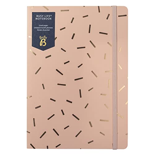 Busy B - Busy Life Notebook - A5 Notizbuch mit Aufklebern und Monatsplaner - Pink Sprinkle von Busy B