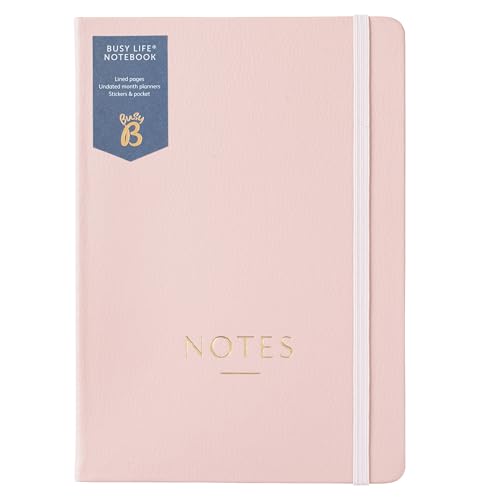 Busy B - Busy Life Notizbuch - Pink Kunstleder - A5 Notizbuch mit Stickern und Monatsplaner von Busy B