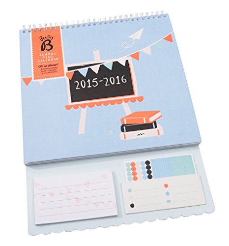 Busy B Kalender akademisches Schuljahr, August - August 2015-16, mit Stickern, Monatsübersicht und 5 Spalten von Busy B
