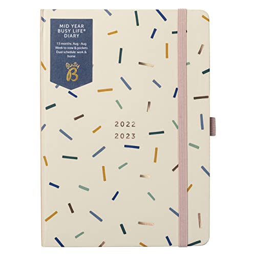 Busy B – Mid-Year Busy Life Terminkalender ab August 2022 bis August 2023 - Sprinkle - Akademischer Terminkalender A5 mit Wochenübersicht, Stifthalter, elastischer Verschluss und Steckfächer, 3974AMZ von Busy B