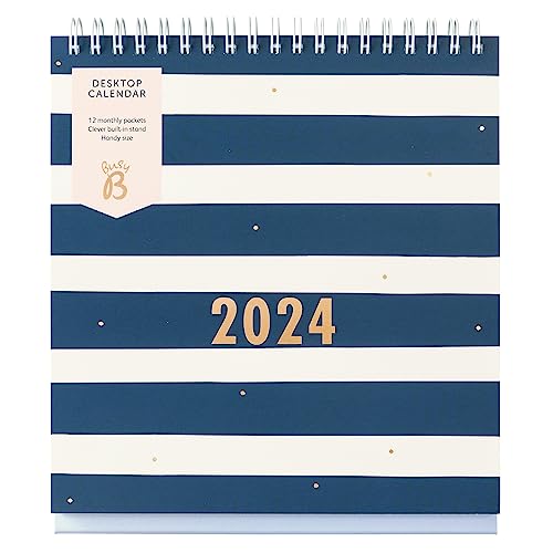Busy B - Tischkalender von Januar bis Dezember 2024 - Marineblau Streifen Schreibtischplaner mit Steckfächern und integriertem Ständer. Perfekt für Büro- und Schreibtischorganisation, Klein Busy B - Tischkalender von Januar bis Dezember 2024 - Marineblau Streifen Schreibtischplaner mit Steckfächern und integriertem Ständer. Perfekt für Büro- und Schreibtischorganisation, Klein von Busy B