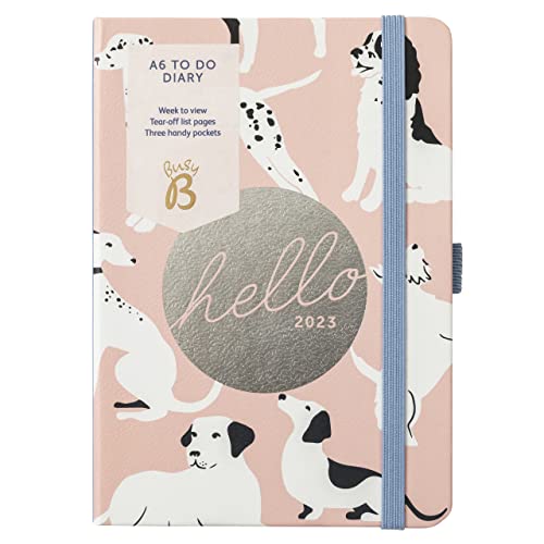 Busy B - To Do Diary Terminkalender von Januar bis Dezember 2023 - Pink Hunde - A6 Wochenansicht Terminkalender mit Notizen, Abreißlisten und Steckfächern, 5022AMZ von Busy B