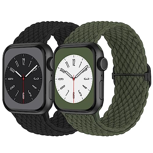 Geflochtenes Solo-Loop-Armband, kompatibel mit Apple Watch, 42 mm, 44 mm, 45 mm, 49 mm, für Damen und Herren, verstellbares, dehnbares Armband, elastisches Sportarmband für iWatch Serie 9, 8, 7, 6, 5, von Butifacion