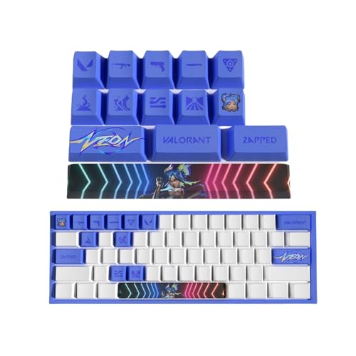 ButkUs Valorant Neon Set mit 14 Tastenkappen für mechanische Tastatur, PC, Universal, PBT OEM Profile Dye Sublimation Layout, verschleißfeste Beschichtung, als Geschenk für Freunde von ButkUs