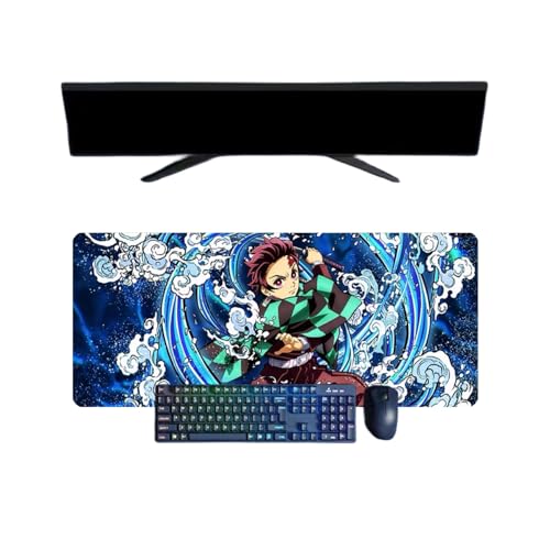 Demon Slayer Mauspad XXL, Multifunktional, Gaming, Anime, 800 x 300 mm, Gaming-Tastatur, wasserdicht und 3 mm, rutschfeste Gummibasis, strukturierte Oberfläche von ButkUs