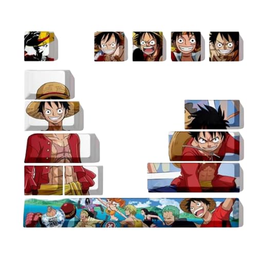 One Piece Luffy 13 Stück Tastenkappen für mechanische Tastatur PC Gaming Universal, PBT Cherry Profile Dye Sublimation Layout, verschleißfeste Beschichtung, Geschenk für Freunde von ButkUs