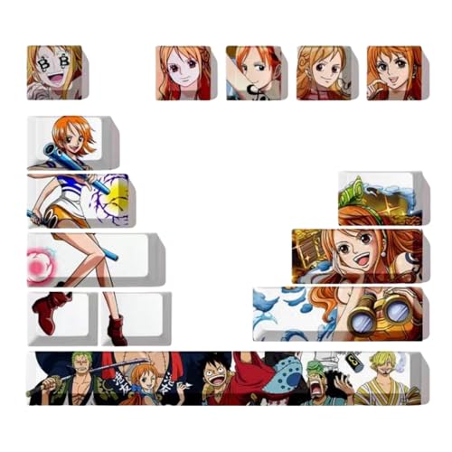 One Piece NaMi Set mit 13 Tastenkappen für mechanische Tastaturen, PC-Spiele, Universal, PBT Cherry Profile Dye Sublimation Layout, verschleißfeste Beschichtung, Geschenk für Freunde von ButkUs