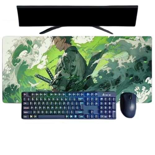 One Piece Roronoa Zoro Mauspad, Anime, XXL, 800 x 300 mm, Tastatur-Mauspad, wasserdicht und 3 mm, rutschfeste Gummibasis, strukturierte Oberfläche von ButkUs