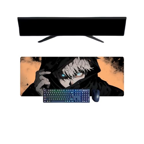 Satoru Gojo Anime-Mauspad, XXL, multifunktional, Gaming, 800 x 300 mm, Mauspad, Gaming-Tastatur, wasserdicht, rutschfeste Gummibasis, strukturierte Oberfläche von ButkUs