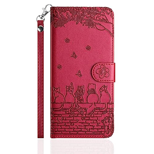 Butnyeoe Handyhülle für Samsung Galaxy S24 Ultra,Zaunkatzen Klappbar Hülle,Geprägtes PU Leder Wallet Schutzhülle Tasche Flip Case,Magnetische Klapphülle mit Kartenfach Standfunktion,Mauve/Rot Butnyeoe Handyhülle für Samsung Galaxy S24 Ultra,Zaunkatzen Klappbar Hülle,Geprägtes PU Leder Wallet Schutzhülle Tasche Flip Case,Magnetische Klapphülle mit Kartenfach Standfunktion,Mauve/Rot von Butnyeoe