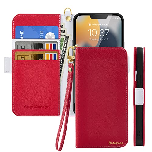 Butnyeoe Handyhülle für iPhone 13 Klappbar Hülle,Litschi Textur Leder Wallet Schutzhülle Tasche Flip Cover Case,Magnetic Closure Klapphülle mit Kartenfach Standfunktion,Rot Butnyeoe Handyhülle für iPhone 13 Klappbar Hülle,Litschi Textur Leder Wallet Schutzhülle Tasche Flip Cover Case,Magnetic Closure Klapphülle mit Kartenfach Standfunktion,Rot von Butnyeoe