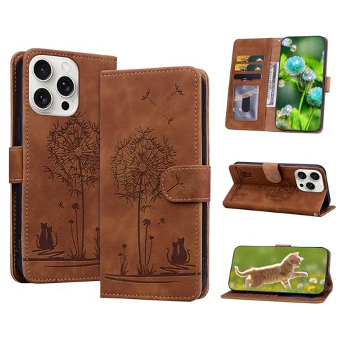 Butnyeoe Handyhülle für iPhone 13 Pro Max Klappbar Hülle, Lederhülle für iPhone 13 Pro Max, Flip Case Brieftasche Tasche [Kartenfach] [Magnet] [Ständer] Prägung Klapphülle Schutzhülle,Braun von Butnyeoe