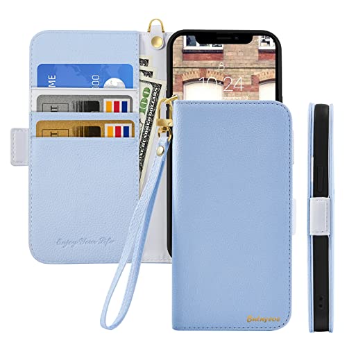 Butnyeoe Handyhülle für iPhone XR Klappbar Hülle,Litschi Textur Leder Wallet Schutzhülle Tasche Flip Cover Case,Magnetic Closure Klapphülle mit Kartenfach Standfunktion,Helles Blau von Butnyeoe