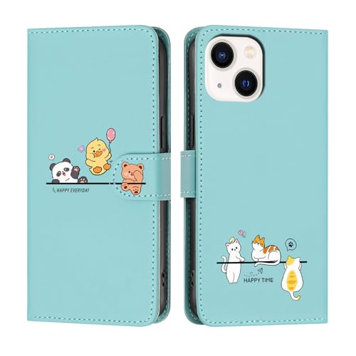 Butnyeoe Hülle für iPhone 13 Klappbar, iPhone 13 Handyhülle Tasche, Cute Cartoon Leder Klapphülle, Stoßfeste Schutzhülle mit Kartenfach, Flip Wallet Cover Case für iPhone 13, Grün Butnyeoe Hülle für iPhone 13 Klappbar, iPhone 13 Handyhülle Tasche, Cute Cartoon Leder Klapphülle, Stoßfeste Schutzhülle mit Kartenfach, Flip Wallet Cover Case für iPhone 13, Grün von Butnyeoe