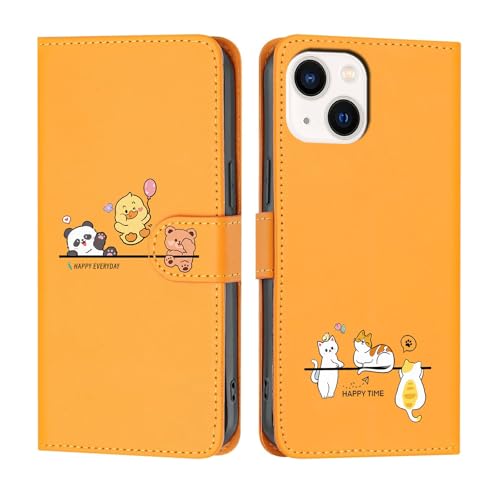 Butnyeoe Hülle für iPhone 15 Klappbar, iPhone 15 Handyhülle Tasche, Cute Cartoon Leder Klapphülle, Stoßfeste Schutzhülle mit Kartenfach, Flip Wallet Cover Case für iPhone 15, Orange Butnyeoe Hülle für iPhone 15 Klappbar, iPhone 15 Handyhülle Tasche, Cute Cartoon Leder Klapphülle, Stoßfeste Schutzhülle mit Kartenfach, Flip Wallet Cover Case für iPhone 15, Orange von Butnyeoe