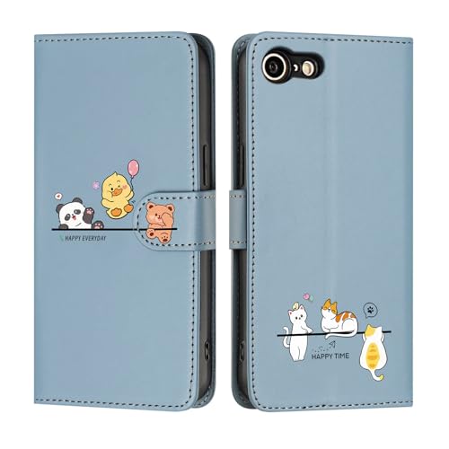 Butnyeoe Hülle für iPhone SE 2022 Klappbar, iPhone SE 2020 Handyhülle Tasche, Cute Cartoon Leder Klapphülle, Stoßfeste Schutzhülle mit Kartenfach, Flip Wallet Cover Case für iPhone 8/7, Blau Butnyeoe Hülle für iPhone SE 2022 Klappbar, iPhone SE 2020 Handyhülle Tasche, Cute Cartoon Leder Klapphülle, Stoßfeste Schutzhülle mit Kartenfach, Flip Wallet Cover Case für iPhone 8/7, Blau von Butnyeoe