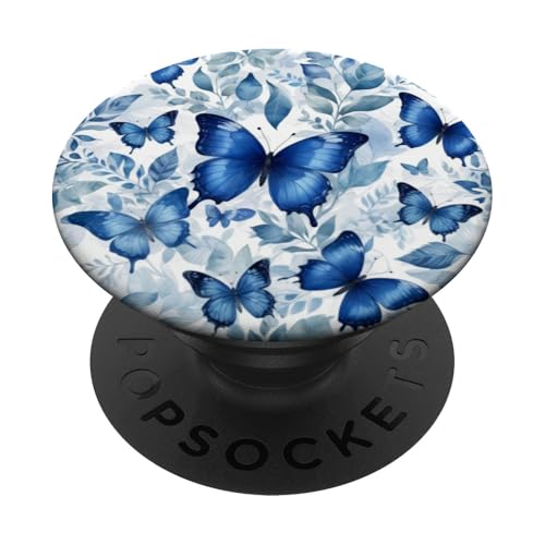 Blaue Schmetterlinge und Blätter süßer Schmetterling PopSockets Klebender PopGrip Blaue Schmetterlinge und Blätter süßer Schmetterling PopSockets Klebender PopGrip von Butterfly Phone Popper