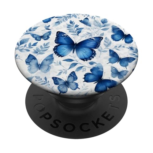 Blaue Schmetterlinge und Blätter süßer Schmetterling PopSockets Klebender PopGrip Blaue Schmetterlinge und Blätter süßer Schmetterling PopSockets Klebender PopGrip von Butterfly Phone Popper