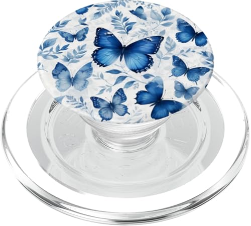 Blaue Schmetterlinge und Blätter süßer Schmetterling PopSockets PopGrip für MagSafe Blaue Schmetterlinge und Blätter süßer Schmetterling PopSockets PopGrip für MagSafe von Butterfly Phone Popper