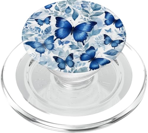 Blaue Schmetterlinge und Blätter süßer Schmetterling PopSockets PopGrip für MagSafe Blaue Schmetterlinge und Blätter süßer Schmetterling PopSockets PopGrip für MagSafe von Butterfly Phone Popper