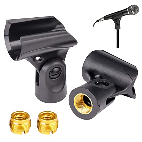 Mic Clip, Universal Mikrofonclip,Halterung für Mikrofon-Clip,Schwarz Mikrofonklammer,Universal Mikrofonhalter, Mikrofonclip,mit 5/8 Zoll Stecker auf 3/8 Zoll Buchse Schraubenmutter Adapter,2+2 Stück von Butyeak