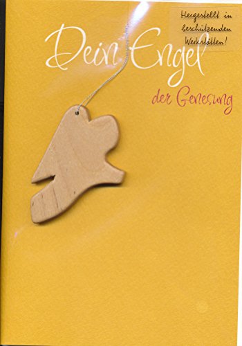 Besondere Glückwunschkarte zur Genesung "Dein Engel der Genesung" mit feinem Holzengel von Butzon & Bercker