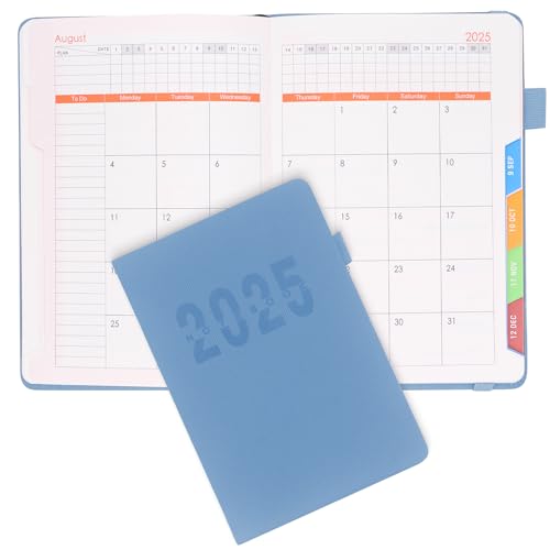 2025 Buchkalender, A5 Terminkalender, wochenplaner, 1 Tag pro Seite Tagesplaner mit Stundenplan, Zeitmanagement, 365-Tagesbüroplan, Akademischer Organisator, Geeignet für Home Office Schulen (Blau) von Buwico