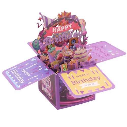 Geburtstagskarten für Frauen Männer Kinder, 3D Pop-up Kuchen Musik Geburtstagskarte Geschenke für Frauen und Männer, Mama und Papa, Frau, Schwester, Kinder, Freunde mit Umschlägen (Bunte Farben) von Buwico