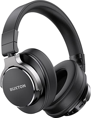 Buxton Bluetooth-Kopfhörer, kabellos, Geräuschunterdrückung, 22 Stunden Akkulaufzeit, mit integriertem Mikrofon, optimiert für Telefonanrufe, Google Assistant und Alexa, Schwarz 9800 von Buxton