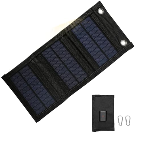 BuyWeek Solar Ladegerät 10W Solarpanel Ladegerät Faltbares und Tragbares Solarpanel mit USB Port für iPhone Smartphone iPad Tablets, Wasserdichtes Solarladegerät für Wandern, Camping von BuyWeek