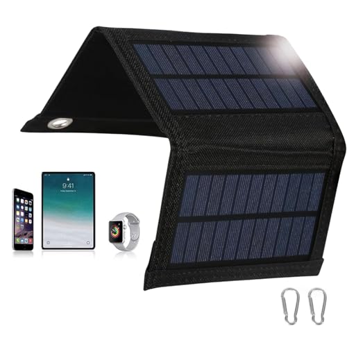 BuyWeek Solar Ladegerät 15W, Faltbar Solarpanel Ladegerät Tragbares Solarpanel mit USB Port für iPhone Smartphone iPad Tablets, Wasserdichtes Solarladegerät für Camping Wandern von BuyWeek